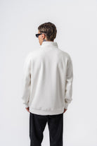 Erkek Respire Yazı Detaylı Yarım Fermuarlı Basic Sweatshirt Ekru