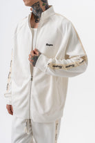 Erkek Respire Şerit Detaylı Dik Yaka Doubleface Zip Oversize Sweatshirt Ekru