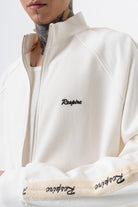 Erkek Respire Şerit Detaylı Dik Yaka Doubleface Zip Oversize Sweatshirt Ekru