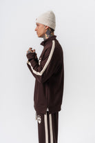 Erkek Şerit Detaylı Yarım Fermuarlı Modal Sweatshirt Kahve