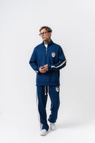 Erkek Şerit Detaylı Yarım Fermuarlı Modal Sweatshirt Lacivert