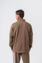 Erkek Şerit Detaylı Yarım Fermuarlı Modal Sweatshirt Vizon
