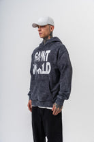 Erkek Star Baskılı Yıkamalı Kapüşonlu Oversize Hoodie Siyah - 2