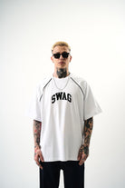 Erkek Swag Nakışlı Oversize T-Shirt Beyaz - 0