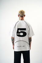 Erkek Swag Nakışlı Oversize T-Shirt Beyaz - 1