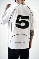 Erkek Swag Nakışlı Oversize T-Shirt Beyaz - 4