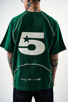 Erkek Swag Nakışlı Oversize T-Shirt Nefti - 3