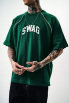 Erkek Swag Nakışlı Oversize T-Shirt Nefti - 4