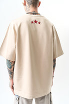 Erkek Unfortunately Baskılı Oversize T-Shirt Bej
