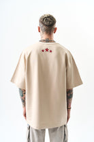 Erkek Unfortunately Baskılı Oversize T-Shirt Bej