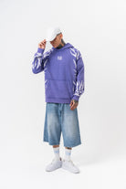 Erkek War Baskılı Yıkamalı Kapüşonlu Oversize Hoodie Mor - 3