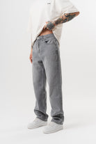 Erkek Washed Baggy Pantolon Açık Gri