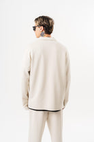 Erkek Yarım Fermuarlı Modal Sweatshirt Ekru