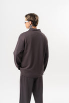 Erkek Yarım Fermuarlı Modal Sweatshirt Füme