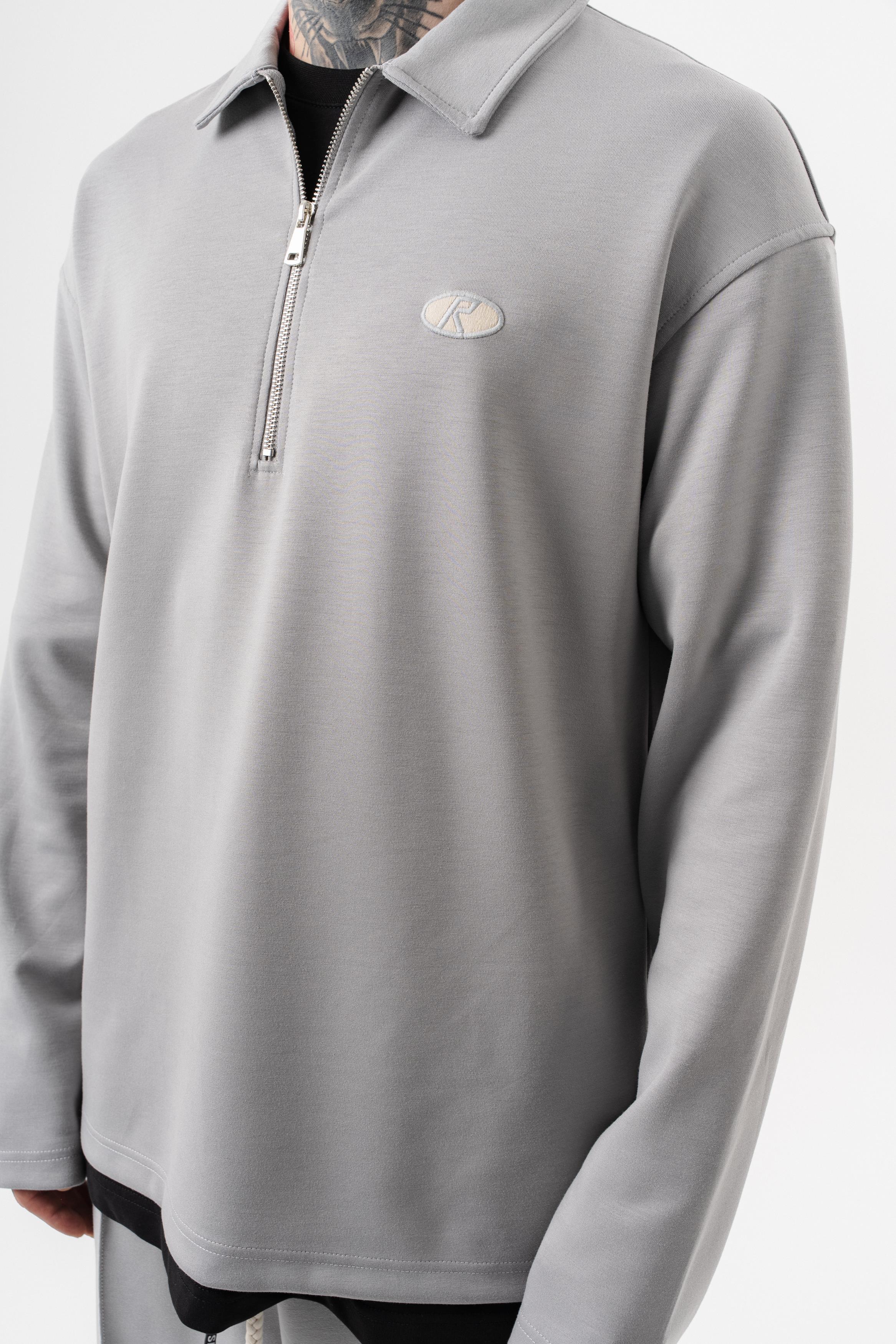 Erkek Yarım Fermuarlı Modal Sweatshirt Gri