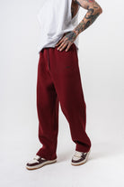 Erkek Respire Yazı Detaylı Basic Baggy Eşofman Altı Bordo