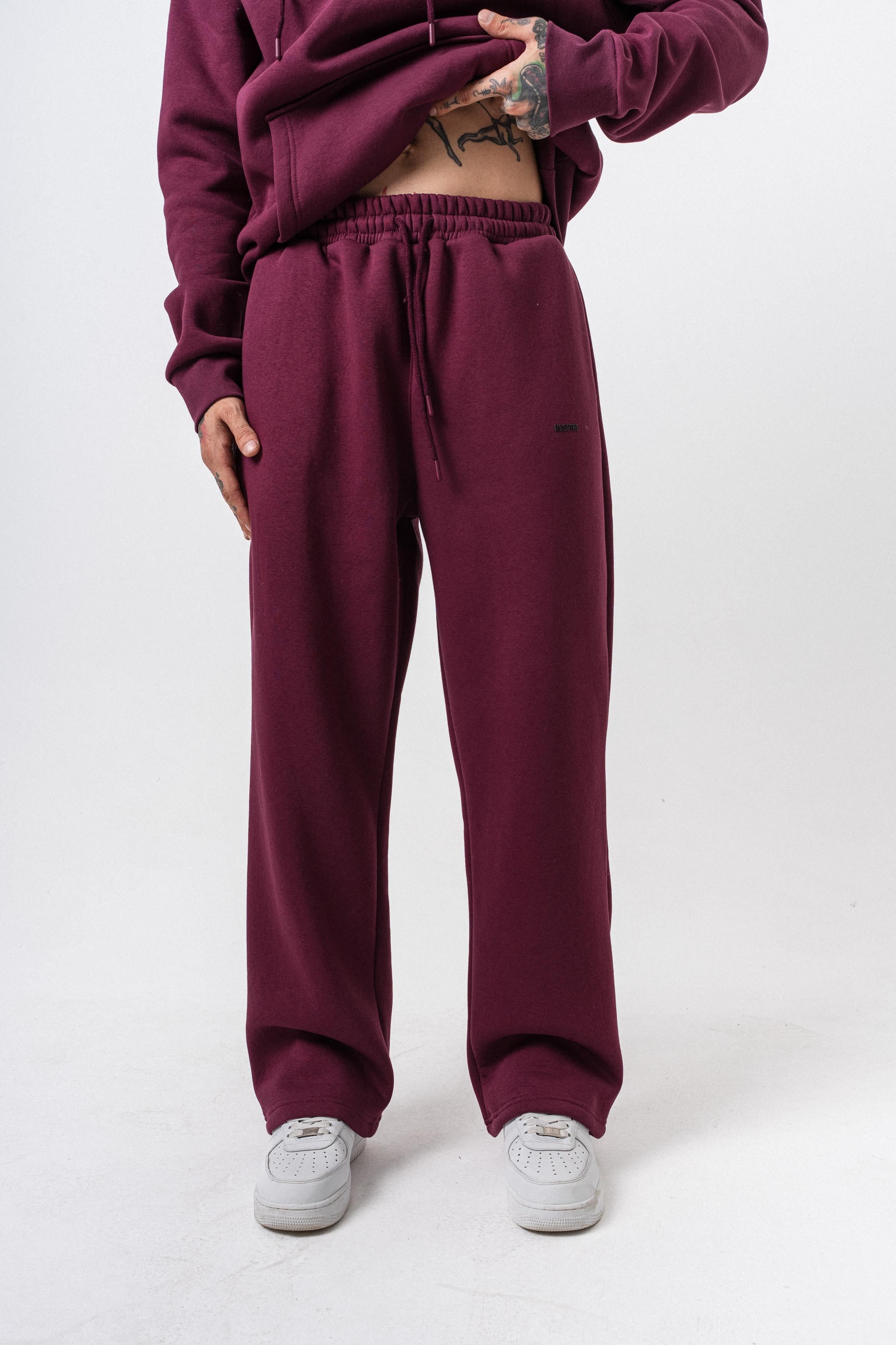 Erkek Respire Yazı Detaylı Basic Baggy Eşofman Altı Vişne