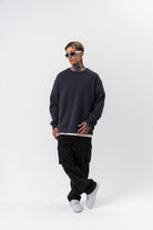 Erkek Respire Yazı Detaylı Basic Oversize Sweatshirt Füme