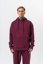 Erkek Respire Yazı Detaylı Kapüşonlu Basic Oversize Hoodie Vişne