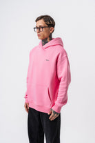 Erkek Respire Yazı Detaylı Kapüşonlu Basic Oversize Hoodie Pembe