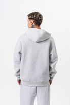 Erkek Respire Yazı Detaylı Kapüşonlu Basic Zip Oversize Hoodie Kar Melanj