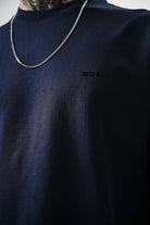 Erkek Respire Yazı Detaylı Oversize T-Shirt İNdigo