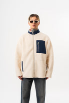 Erkek Zip Oversize Teddy Ceket Ekru