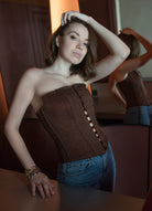 Roccie-Angless Crochet Stretch Mesh Strapless Corset-6-Milagron.com