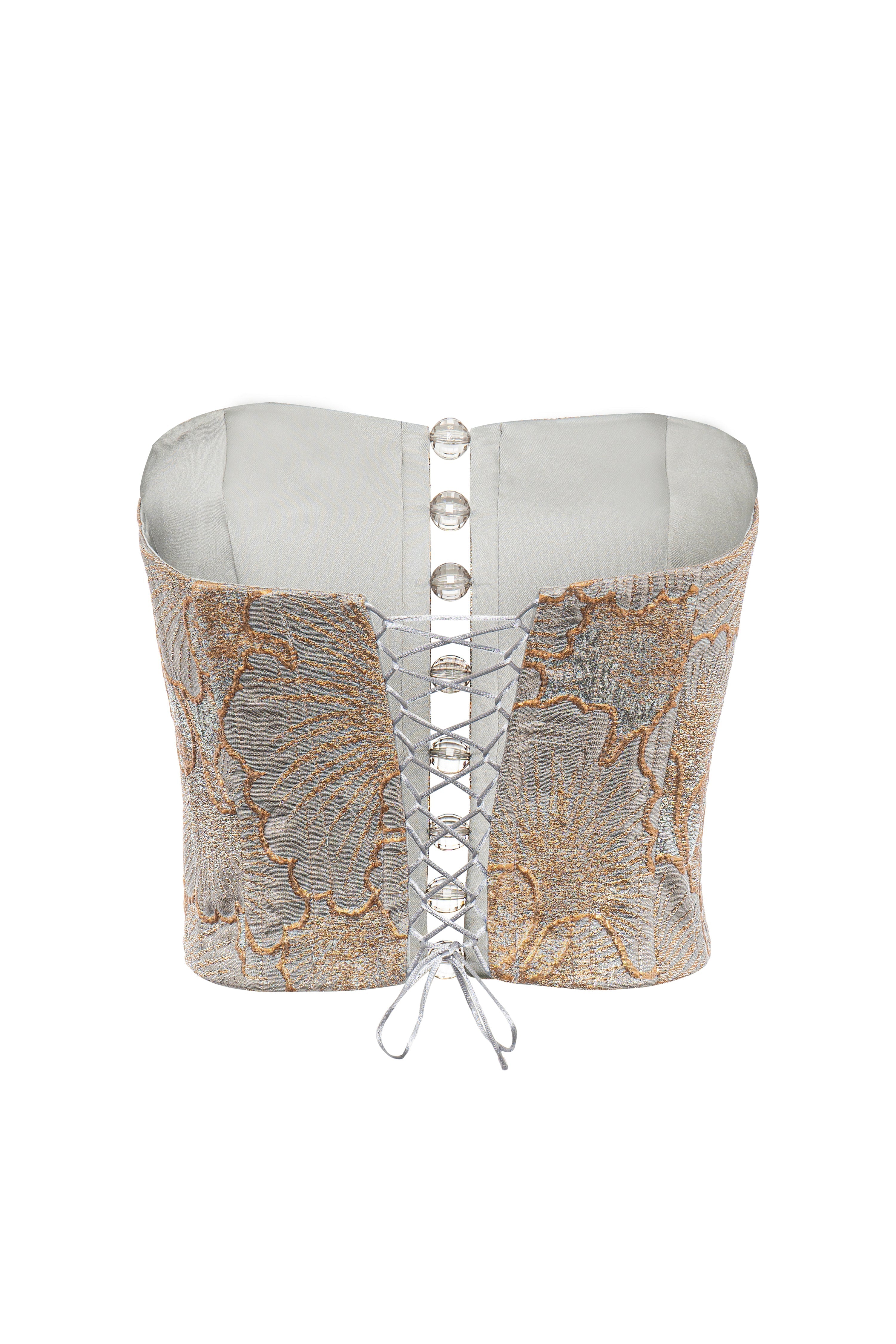 Roccie-Angless Patterned Strapless Corset Grey-Büstiyer-3-Milagron.com