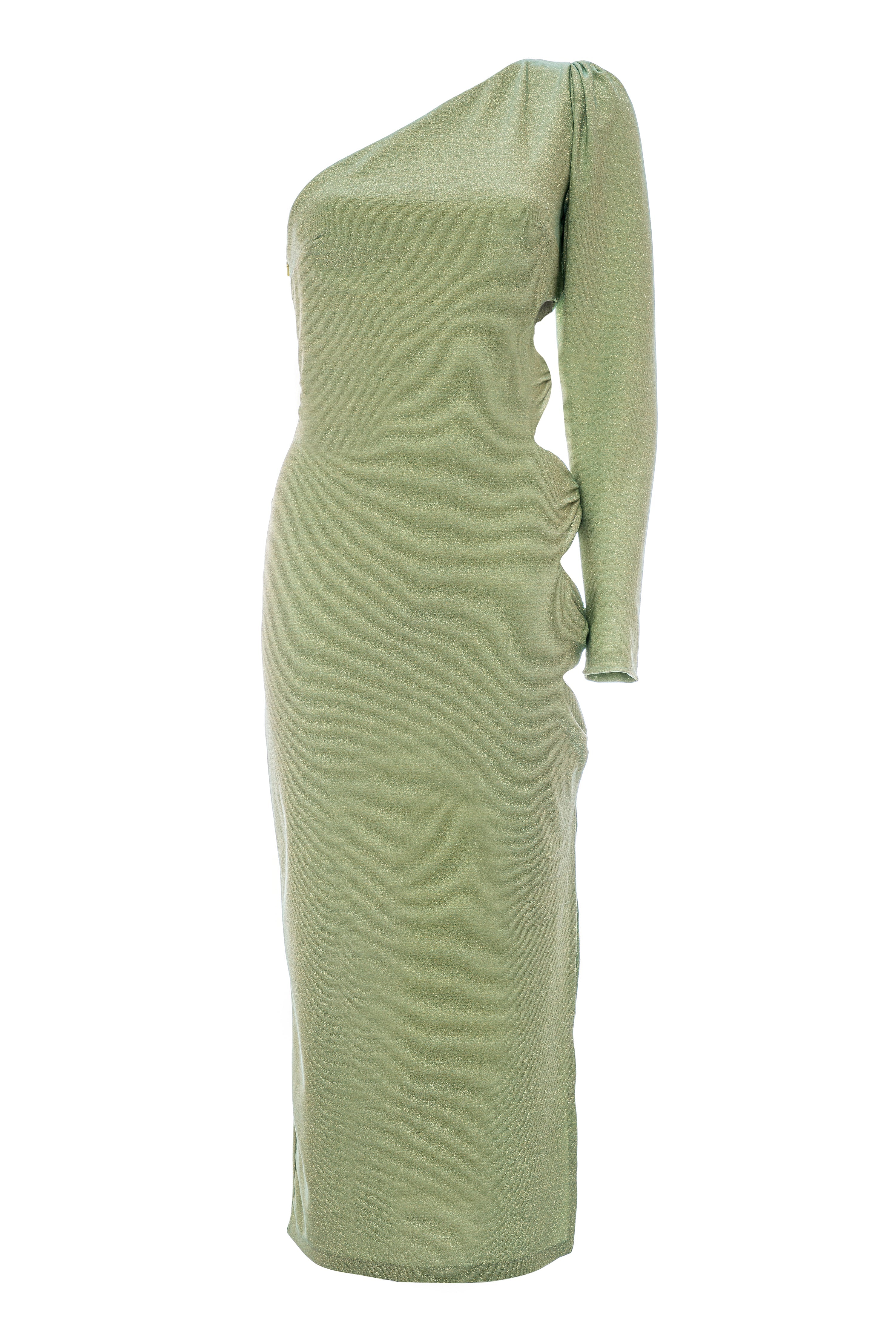 Roccie-Bercy One Shoulder Cutout Stretch Midi Dress-Elbise-4-Milagron.com