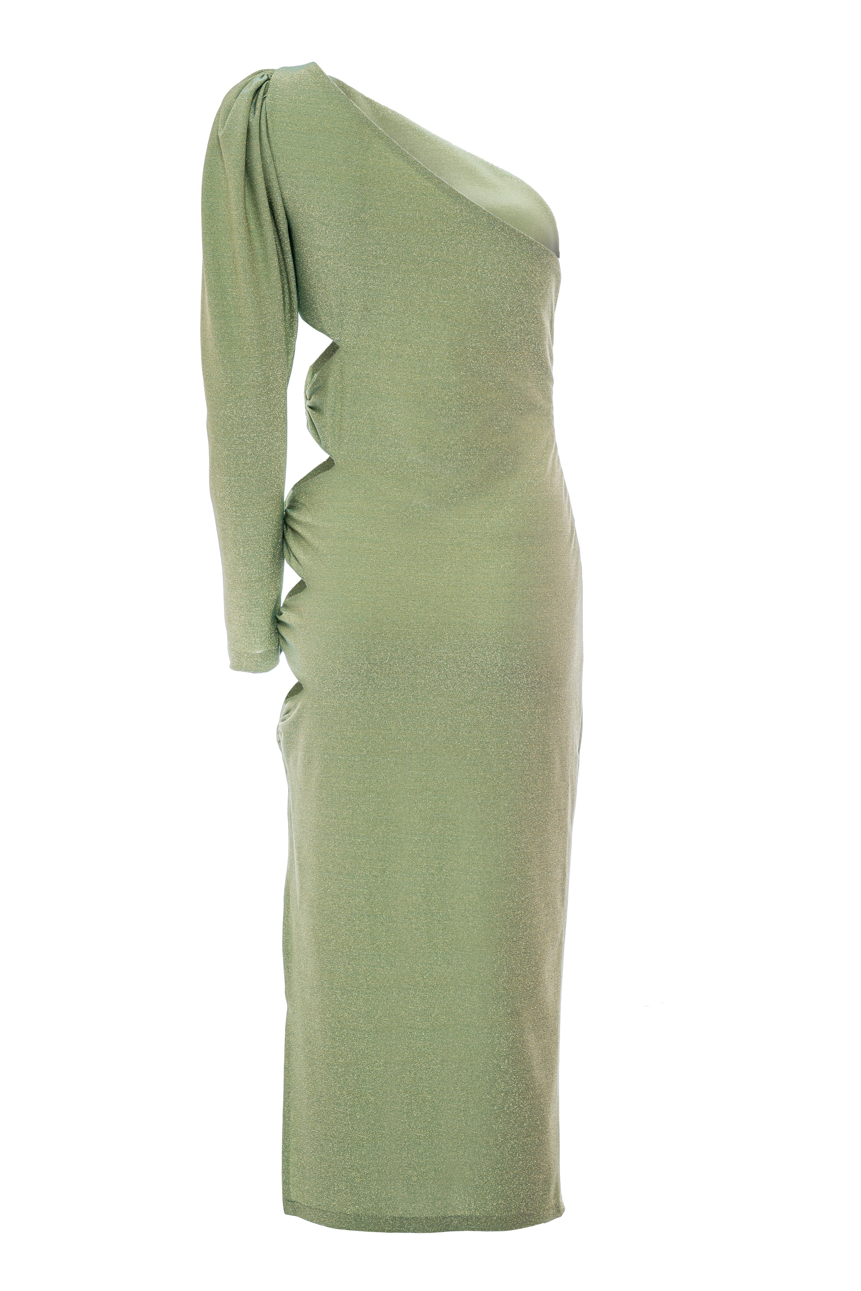 Roccie-Bercy One Shoulder Cutout Stretch Midi Dress-Elbise-7-Milagron.com