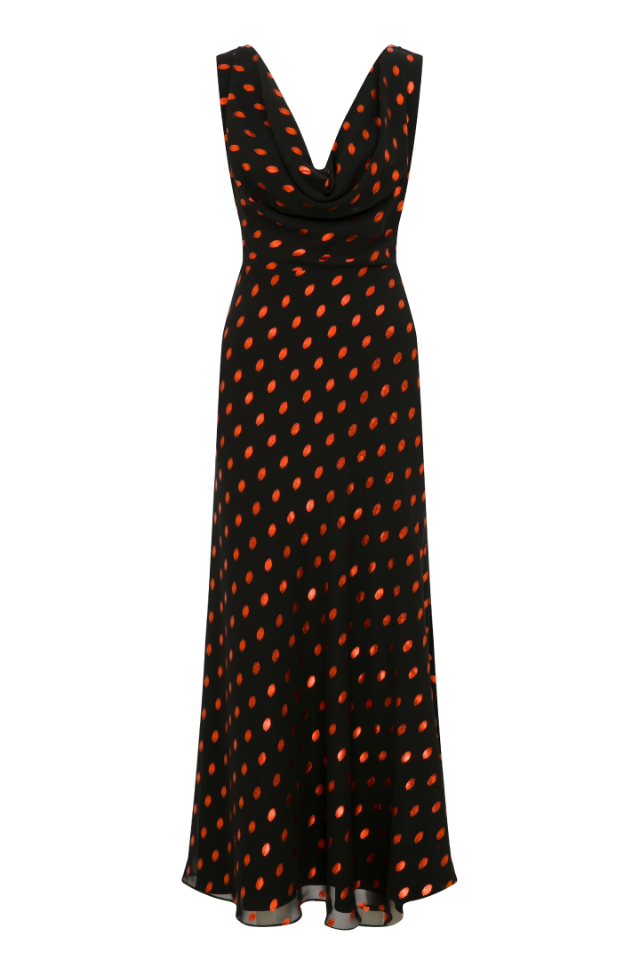 Roccie-Elsie Draped Chiffon Maxi Dress-Elbise-1-Milagron.com