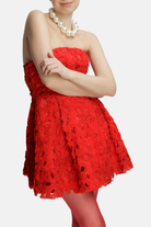Roccie-Gally Strapless Mini Dress With Crystal Stone Tulle-Elbise-2-Milagron.com