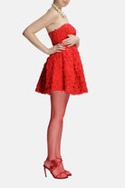 Roccie-Gally Strapless Mini Dress With Crystal Stone Tulle-Elbise-4-Milagron.com