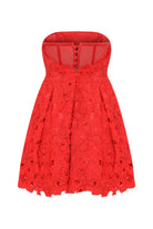 Roccie-Gally Strapless Mini Dress With Crystal Stone Tulle-Elbise-6-Milagron.com