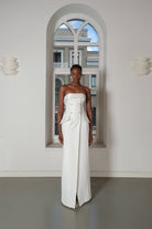 Roccie-Gloria Strapless Wrap Effect Maxi Dress-Elbise-1-Milagron.com