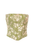 Roccie-Ivry Floral Print Strapless Corset Green-Büstiyer-3-Milagron.com