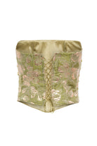 Roccie-Ivry Floral Print Strapless Corset Green-Büstiyer-5-Milagron.com
