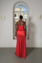 Roccie-Kaila Strapless Asymmetric Maxi Dress-Elbise-4-Milagron.com