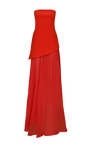 Roccie-Kaila Strapless Asymmetric Maxi Dress-Elbise-5-Milagron.com