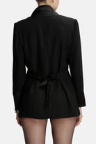 Roccie-Laura Double Breasted Satin Trimmed Crepe Blazer-Blazer Ceket-4-Milagron.com