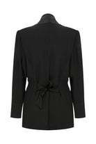 Roccie-Laura Double Breasted Satin Trimmed Crepe Blazer-Blazer Ceket-6-Milagron.com