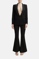 Roccie-Marlena Satin Trimmed Crepe Blazer-Ceket-1-Milagron.com