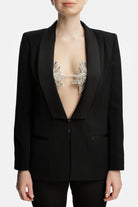 Roccie-Marlena Satin Trimmed Crepe Blazer-Ceket-2-Milagron.com