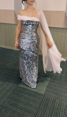 Roccie-Marysia Sequined One Shoulder Maxi Dress-Elbise-4-Milagron.com