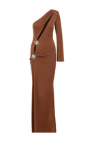 Roccie-Olya One Sleeve Embellished Stretch Maxi Dress-Elbise-1-Milagron.com