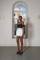 Roccie-Seraphina Off Shoulder Mini Top With Taffeta And Satin Mix-Top-4-Milagron.com