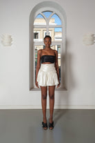 Roccie-Yasmin Draped Balloon Mini Skirt-Etek-2-Milagron.com