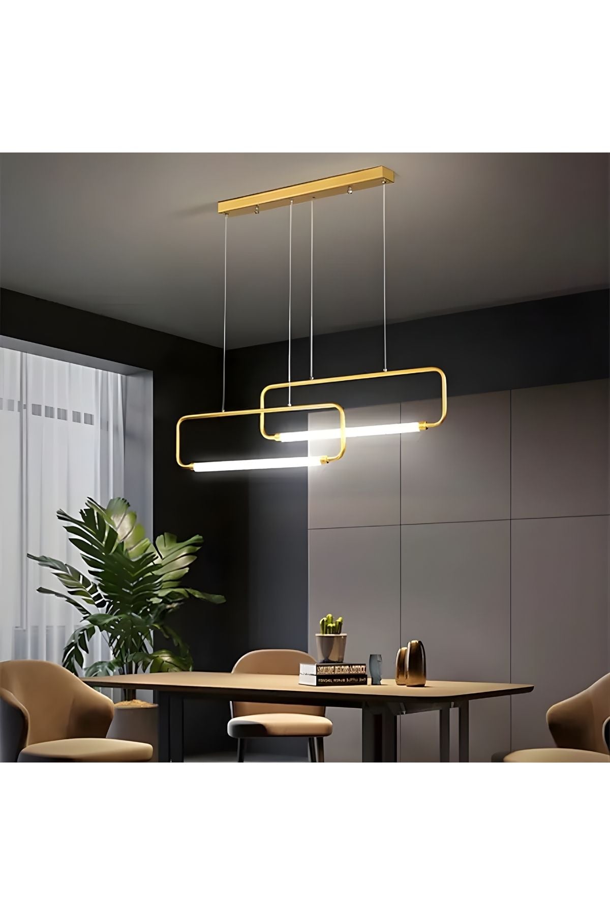 Alabama Modern Minimalist İKili Dikdörtgen Geometrik Lineer Led Sarkıt Avize Vid-Alb-Lnr-Avz