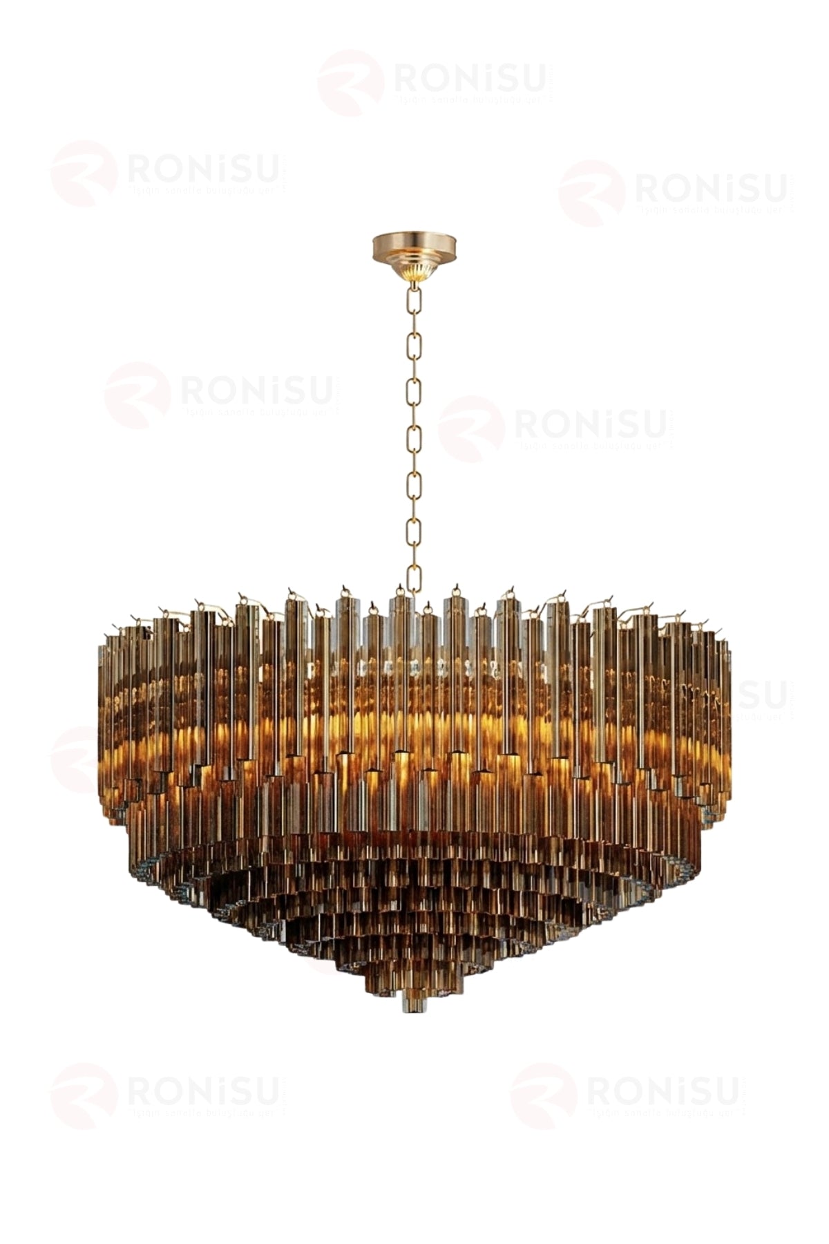 Borexia Gold Lüks Kristal Prizma Camlı Modern Salon Avizesi - Ra-Avz- 4626-18-85